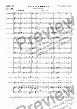 page one of Away In A Manger Big Band (3 Verses) Tune 1