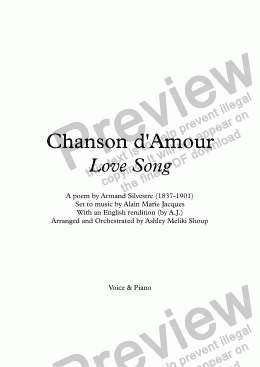 page one of Chanson d’Amour (A. Jacques / A. Silvestre) - Voice & Piano - Bilingual