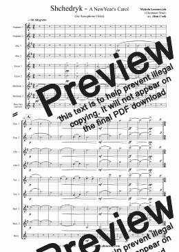 page one of Shchedryk - A New Year’s Carol (Saxophone Octet)
