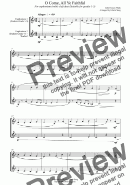 page one of O Come, All Ye Faithful (for euphonium duet (Bb treble, 3 or 4 valved), suitable for grades 1-5)