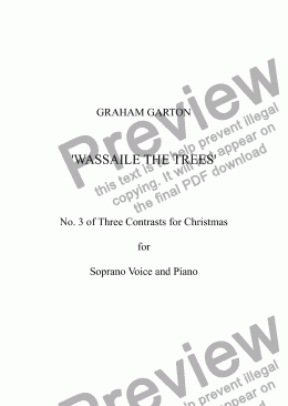 page one of CHRISTMAS MUSIC - ’WASSAILE THE TREES’ No.3 of Three Christmas Contrasts for Soprano Voice and Piano