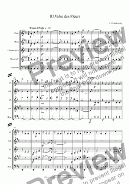 page one of Tchaikovsky: Casse-Noisette: Nutcracker Suite III.Valse des Fleurs (Waltz of the Flowers) (Abridged) arr.wind quintet