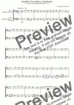 page one of God Rest You Merry, Gentlemen (for cello duet, suitable for grades 1-5)