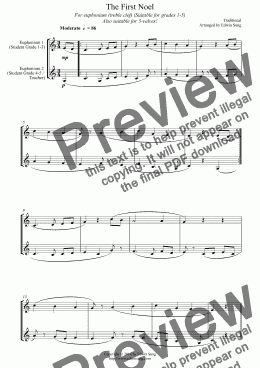 page one of The First Noel (for euphonium duet (Bb treble, 3 or 4 valved), suitable for grades 1-5)