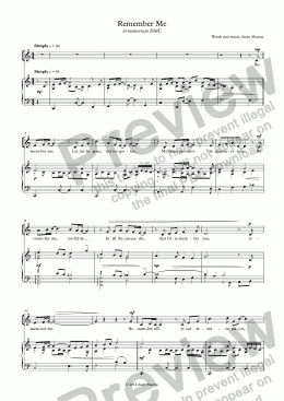 page one of Remember Me (solo voice / unison + piano)