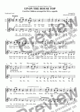page one of CAROL for CHILDREN - 'UP ON THE HOUSE TOP' Arrangement for SSA unaccompanied