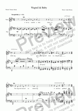 page one of Wagtail & Baby (solo / unison + piano)