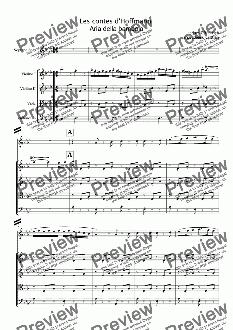 page one of Les contes d’Hoffmann  Aria della bambola