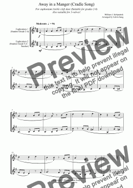 page one of Away in a Manger (Cradle Song) (for euphonium duet (Bb treble, 3 or 4 valved), suitable for grades 2-6)