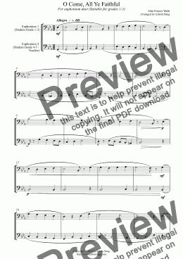 page one of O Come, All Ye Faithful (for euphonium duet (bass clef, 3 or 4 valves), suitable for grades 1-5)
