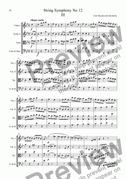 page one of String Symphony No 12 3rd Movement