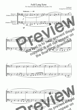 page one of Auld Lang Syne (for bassoon duet, suitable for grades 2-6)
