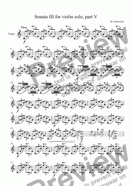 page one of Sonata III for violin solo, part V