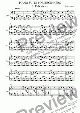 page one of Piano suite for beginners