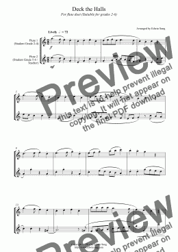 page one of Deck the Halls (for flute duet, suitable for grades 2-6) (14BFLDU04)
