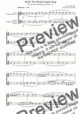 page one of Hark! The Herald Angels Sing (for flute duet, suitable for grades 1-5) (14BFLDU06)