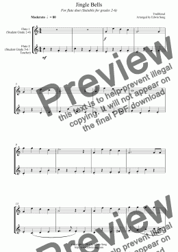 page one of Jingle Bells (for flute duet, suitable for grades 1-5) (14BFLDU07)