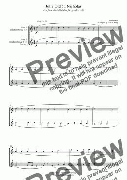 page one of Jolly Old St. Nicholas (for flute duet, suitable for grades 1-5) (14BFLDU08)