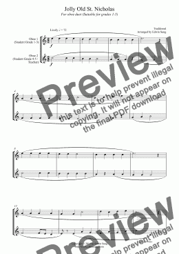 page one of Jolly Old St. Nicholas (for oboe duet, suitable for grades 1-5) (14BOBDU08)
