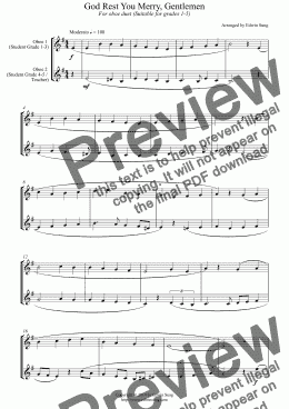 page one of God Rest You Merry, Gentlemen (for oboe duet, suitable for grades 1-5) (14BOBDU05)
