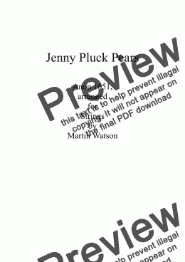 page one of Jenny Pluck Pears for String Orchestra/Quartet.