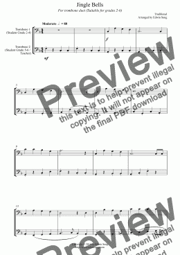 page one of Jingle Bells (for trombone duet, suitable for grades 2-6) (14BTBDU17)