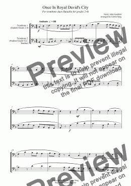 page one of Once In Royal David’s City (for trombone duet, suitable for grades 2-6) (14BTBDU21)