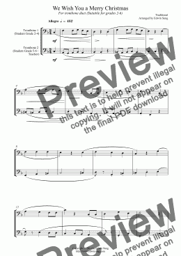 page one of We Wish You a Merry Christmas (for trombone duet, suitable for grades 2-6) (14BTBDU22)
