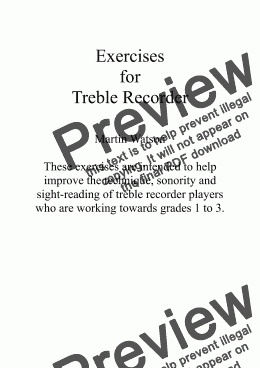 page one of Treble Recorder Grades 1 to 3 Exercises.