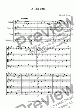 page one of 'In The Park' for String Quartet