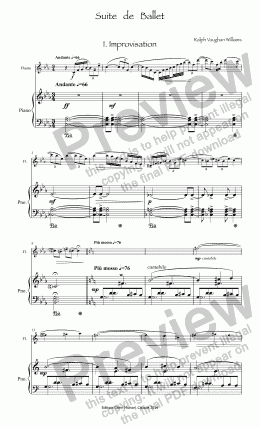 page one of Vaughan-Williams, Ballet Suite for flute & pno