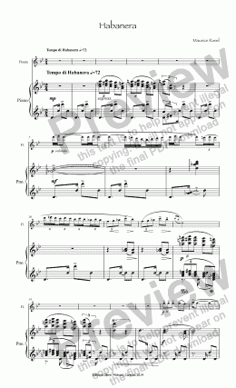 page one of Ravel Habanera