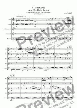 page one of Mozart: 4 Popular Operatic Arias : arranged wind quintet