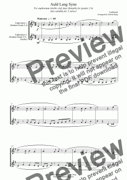 page one of Auld Lang Syne (for euphonium duet (Bb treble, 3 or 4 valved), suitable for grades 2-6) (14BEUDU13)