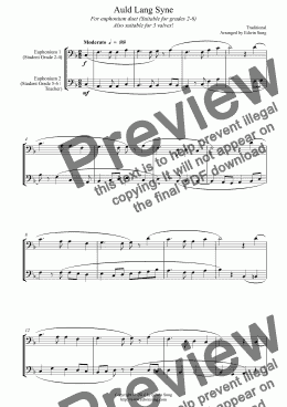 page one of Auld Lang Syne (for euphonium duet (bass clef, 3 or 4 valved), suitable for grades 2-6) (14BEUDU15)