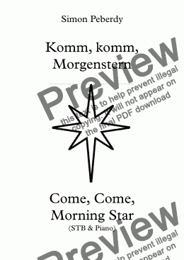 page one of Come, Come, Morning Star / Komm, komm, du Morgenstern  (English / German text) Advent carol for STB & piano