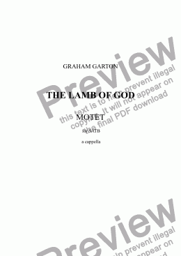 page one of MOTET - 'THE LAMB OF GOD' for SATB a cappella (Not yet performed)