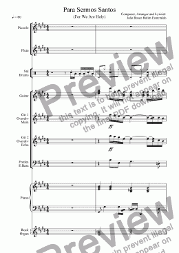 page one of Para Sermos Santos - (For We Are Holy) - Orquestra