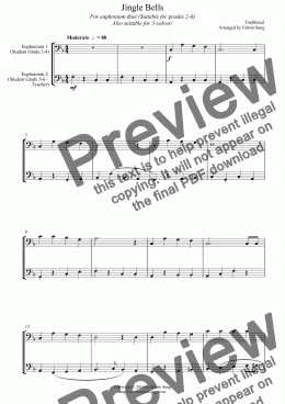 page one of Jingle Bells (for euphonium duet (bass clef, 3 or 4 valved), suitable for grades 2-6) (14BEUDU19)