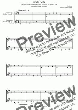 page one of Jingle Bells (for euphonium duet (Bb treble, 3 or 4 valved), suitable for grades 2-6) (14BEUDU20)
