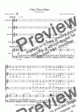 page one of I SAW THREE SHIPS - A New Musical Setting SATB and Piano