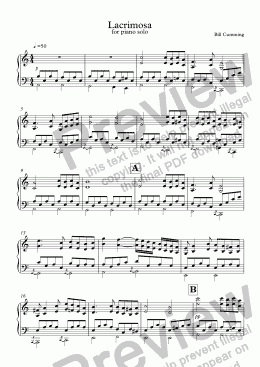 page one of "Lacrimosa" for piano solo