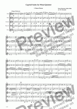 page one of Capriol Suite for Wind Quintet