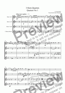 page one of Dauprat: 3 Horn Quartets Quatuor No 1,2 & 5