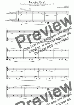 page one of Joy to the World (for euphonium duet (Bb treble, 3 or 4 valved), suitable for grades 1-6) (14BEUDU28)