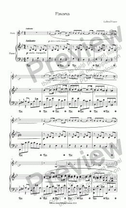 page one of Fauré, Pavana for flute & piano