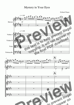 page one of ’Mystery in Your Eyes’ Piano+String Orchestra