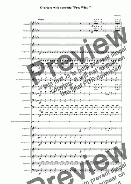 page one of Overture with operetta "Free Wind "