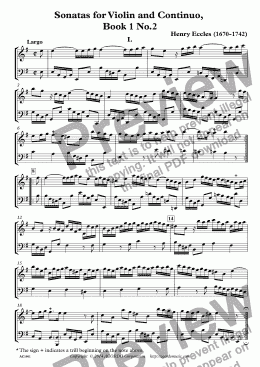 page one of Sonatas for Violin and Continuo, Book 1 No.2