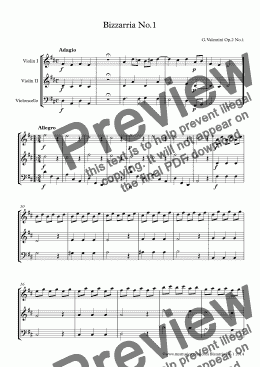 page one of Valentini Bizzarria No.1 for 2 Violins and Cello